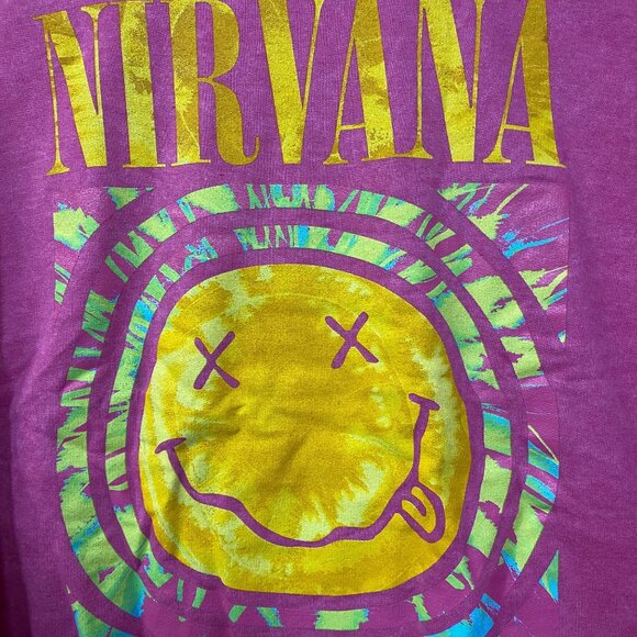 Nirvana Nevermind Grunge Band Mineral Wash Crewneck Pink Sweater Size XL - Picture 4 of 5